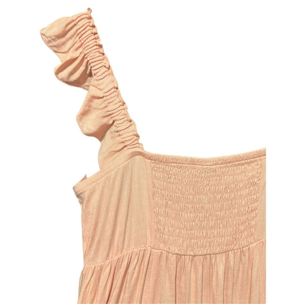 Torrid Peach Maxi Dress Size 1 Ruffle Strap Tiered Empire Waist Pockets NWT - Picture 10 of 15